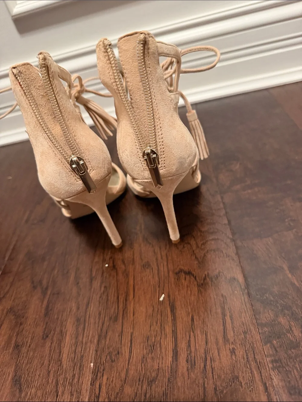 Sam Edelman Nude Blush Suede Lace-Up Heels